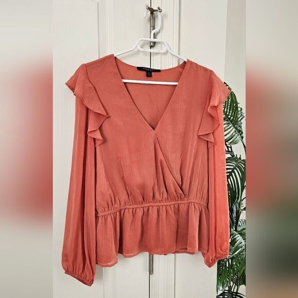 Women's V-Neck Ruffle Top - Picture 1 of 3